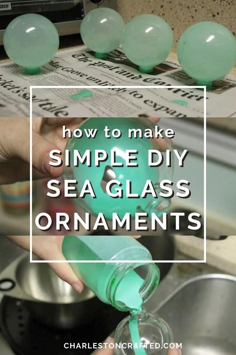 Dive into creativity with our DIY Sea Glass Ornaments tutorial! Transform simple glass baubles into stunning coastal-inspired decor pieces. Say farewell to ordinary ornaments and hello to a touch of seaside charm that shines on your holiday tree. Sea Glass Ideas Projects, Diy Nautical Christmas Ornaments, Sea Glass Christmas Ornaments Diy, Sea Glass Tree Diy, Diy Beach Christmas Ornaments, Diy Coastal Christmas Ornaments, Seaglass Ornaments Diy, Sea Glass Ornaments Diy, Clear Glass Ornament Ideas