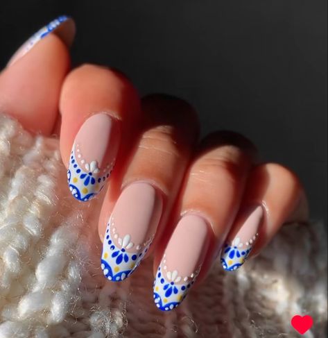 Gel Nail Stickers, Mediterranean Tile, Summery Nails, Classy Acrylic Nails, French Nail, Cute Gel Nails, Vacation Nails, Soft Nails, Nails Gel