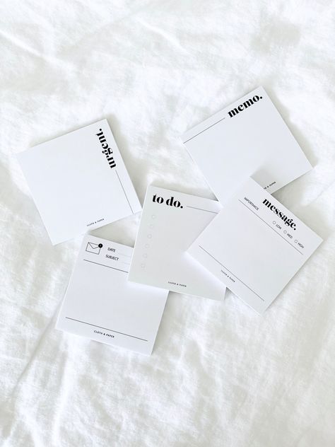 Planner Cardstock Papers, Minimal Stationary Design, Stationary Ideas Design, Post It Aesthetic, Minimalist Stationary, Notepad Aesthetic, Stationary Design Inspiration, Notepad Design, Stationary Ideas