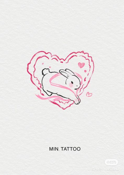 Yin Yang Bunny Tattoo, Bunny Tattoo Cute, Plushie Tattoo, Year Of The Rabbit Tattoo, Cute Rabbit Tattoo, Cute Bunny Tattoo, Bunny Tattoo Ideas, Bunny Sketches, Bunny Tattoo