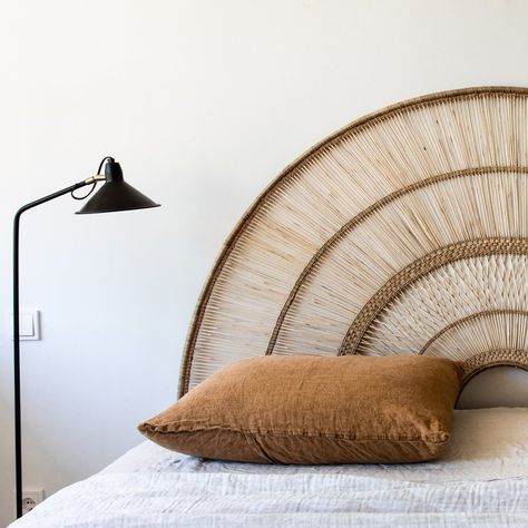 Malawi Headboard by People of the Sun, made from rattan by artisans in Malawi Hotel Makeover, Headboard Art, Boho Headboard, Head Boards, Double Bed Size, Rattan Headboard, Boho Style Bedroom, Brick Molding, Arch Interior