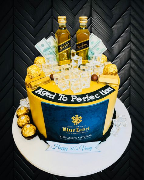 Johnny Walker, Bottle Cake, Happy 50th, Theme Cake, Johnnie Walker, Themed Cakes, 50th Birthday, Whiskey, Birthday Cake