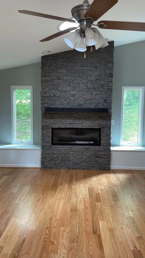 Evolve Stone Fireplace, Versetta Stone Fireplace, Evolve Stone, Versetta Stone, Stove Ideas, Manufactured Stone Veneer, Basement Finishing, Manufactured Stone, Stone Veneer