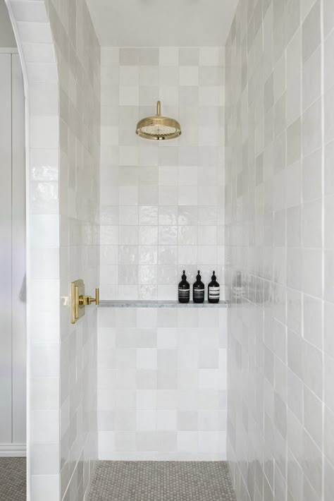 Arched Shower Entry, Shower Transformation, Bathrooms 2024, Aesthetic Bathroom Decor, Cottage Bath, Shower Renovation, 20 Aesthetic, Luxury Tile, Master Shower