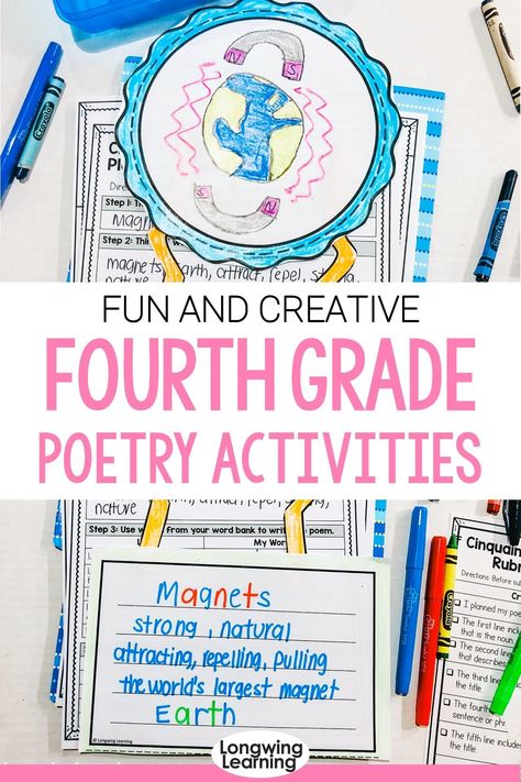 Poetry Activities Elementary, 4th Grade Writing Prompts, Poetry Writing Activities, Poem Activities, Writing Mini Lessons, Ela Worksheets, Creative Writing Classes, Writing Lesson Plans, Poetry Activities