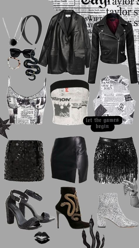 reputation outfit aesthetic eras tour 🐍 Reputation Taylor Costume, Reputation Music Video Outfits, Winter Eras Tour Outfit Ideas, Reputation Tour Aesthetic, Meghan Trainor Concert Outfit Ideas, Reputation Aesthetic Outfits, Rep Eras Tour Outfits, Eras Tour Outfits Inspiration, Reputation Costume