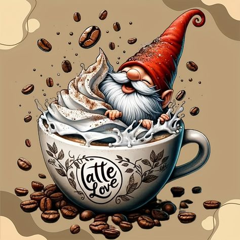 Faster shipping. Better service Coffee Gnomes, Gnome Family, Gnomes Clipart, Elf Gnome, White Backgrounds, Cozy Coffee, Handmade Paint, Coffee Culture, Graphic Design Tools