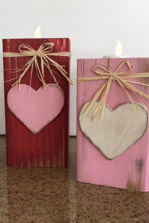 4x4 Wood Crafts Valentines Day, Valentine Blocks Diy Wood Crafts, Valentine Wood Crafts Diy Wooden Blocks, Small Wooden Hearts Crafts Ideas, Valentine Signs Wooden, Valentines Day Wood Crafts, Farmhouse Valentine Decor Diy, Wooden Valentine Crafts, Valentine’s Day Crafts For Adults