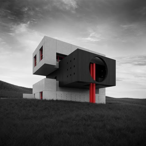 Support Anna Życka: https://www.behance.net/annazycka Concrete House Exterior, Brutalist House, Steel Architecture, Brutalism Architecture, Concrete Facade, Concrete Architecture, Brutalist Design, Concrete Building, Architecture Concept Drawings