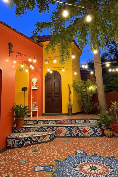 Transform your backyard into a vibrant oasis of color and fun! Think twinkling lights, playful patterns, and a fiesta vibe that'll make your neighbors jealous. Whether you're sipping margaritas or soaking up the sun, these ideas will have you saying, 'Ay caramba!' Get ready to explore all the ways to bring a slice of Mexico home. 🌵🍹

#HomeDecor #BackyardGoals #FiestaVibes Mexican Style Backyard, Rustic Wooden Table, Colorful Textiles, Colourful Tile, Mexican Designs, Garden Decor Ideas, Backyard Retreat, Concrete Patio, Twinkling Lights