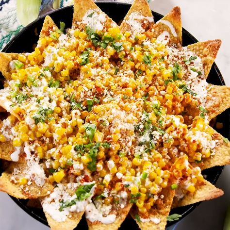 Street Corn Off The Cob, Street Corn Nachos, Corn Nachos, Nachos Loaded, Corn Off The Cob, Mexican Street Corn Recipe, Street Corn Recipe, Cheesy Nachos, Mexican Street Corn Salad