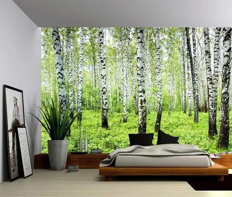 Birch Tree Forest Large Wall Mural Self-adhesive Vinyl Birch Tree Mural, Birch Tree Wallpaper, Large Wall Murals, Forest Mural, Tree Wall Murals, Tree Mural, Fabric Wall Decals, Forest Wallpaper, Tree Wallpaper