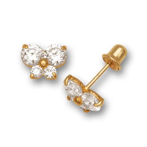 Solid 14k Yellow Or White Gold Earrings Girls Butterfly Cubic Zirconia Stud Screw Back Earrings  - Kids  These Charming butterfly skewback earrings are sold in pairs, cute dazzling look for every butterfly lover!  * 14k Solid Gold * Sold by pairs * Available in White or Yellow Gold All items will be Shipped Out in a high-quality Jewelry Gift box! Width: 7mm Post size: 7mm These earrings are perfect for butterfly lovers of all kinds. Colors:  Yellow/ White Gold Condition: Brand New Authentic Soli Stud Girl, Fluttering Butterflies, Grape Earrings, Gold Round Earrings, Children's Jewelry, Girls Jewelry Box, Sweet Earrings, Kids Earrings, Tiny Earrings