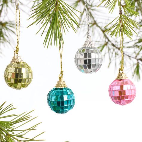 Mini Disco Ball Ornaments 12 Pack by World Market Deck The Palms Christmas, Birthday Ornaments, Disco Ball Ornaments, Mini Disco Ball, Tiny Mirrors, Miniature Decor, Mini Christmas Ornaments, Christmas Inspo, Coastal Christmas