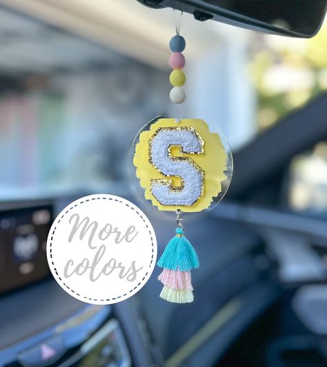 View KIDS by GreatDayEssentials on Etsy Car Ornaments Mirror, Acrylic Car Charms, Car Mirror Accessories, Accessories Preppy, Tassel Diy, Car Accessories Rear View Mirror, Acrylic Bookmarks, Preppy Car, Accessories For Car