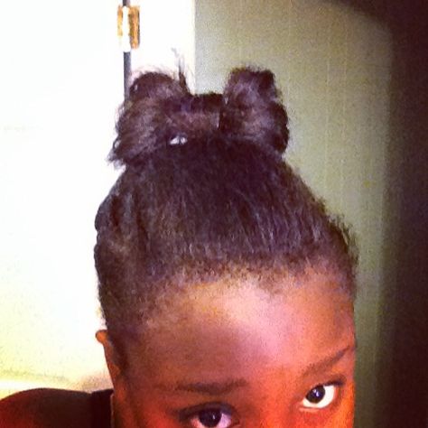 Finally got the Bow Bun! Bow Bun Hairstyle, Bun With Bow, Bun Bow, Bow Bun, High Bun, Black Kids Hairstyles, Black Kids, Behind Ear Tattoo, Bun Hairstyles