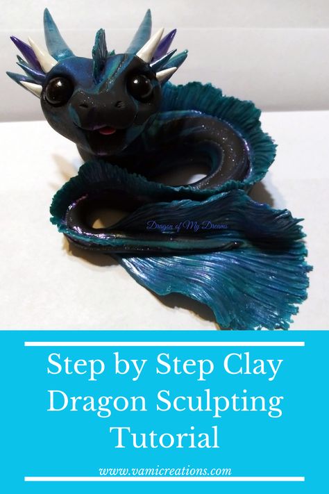 Wanting to learn how to sculpt a clay dragon? Have no idea where to start? April of Dragons of My Dreams walks you through how to create a sea dragon in this step by step sculpting tutorial. #claydragontutorial #sculptingtutorial #claydragons #tutorials Clay Tutorials Step By Step, Clay Dragon Easy, Reptile Crafts, Dragon Tutorial, Dragon Clay, Diy Dragon, Dragon Moon, Interesting Crafts, Dragon Eggs