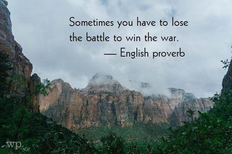 Sometimes you have to lose the battle to win the war. - English epigram #lose #win #english #proverbs English Proverbs, The Battle, Famous Quotes, Proverbs, To Win, Lost, Quotes