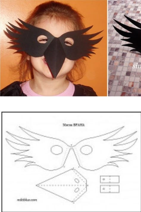 Flower Costume Diy, Halloween Unit Study, Paper Mask Making, Masks Diy Kids, Bird Wings Costume, Clown Crafts, Crow Mask, Crow Costume, Teaching Crafts