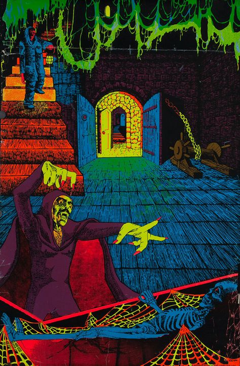 Psychedelic Era | David Pollack Vintage Posters Blacklight Posters, Velvet Painting, Poster Halloween, Glow Paint, Black Light Posters, Cute Little Tattoos, Vintage Horror, Collage Artists, Trippy Art