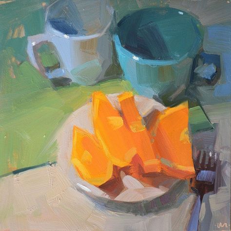 Carol Marine, Orange Breakfast, Marine Paint, Family Bed, Painting A Day, Marine Painting, Orange Painting, Marine Art, Food Painting