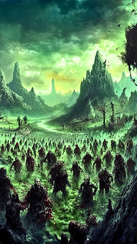 aesthetic dark fantasy  image of an zombie  horde! Zombie Horde Art, Zombie Rpg, Fantasy Zombie, Retro Fantasy Art, Wallpaper Fantasy Art, Zombie Horde, Wallpaper Fantasy, Fantasy Wallpaper, Zombie Art