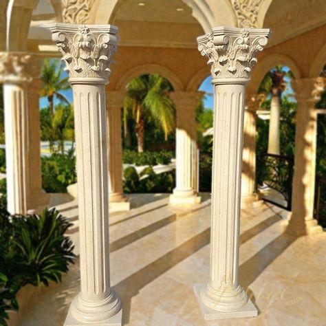 Marble Column - Marble Column | Pillar | Baluster - YouFine Marble Pillars Columns, Roman Pillars Columns, Columns Decor, Marble Pillar, Pillar Holders, Fluted Columns, Marble Columns, Roman Columns, Pillar Lights