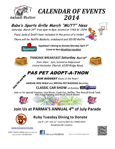 Parma Animal Shelter events flyer for the first half of 2014. Animal Shelter Quotes, Animal Shelter Fundraiser, Animal Shelter Design, Animal Shelter Volunteer, Events Flyer, Shelter Ideas, Shelter Design, Raffle Baskets, Fundraising Ideas