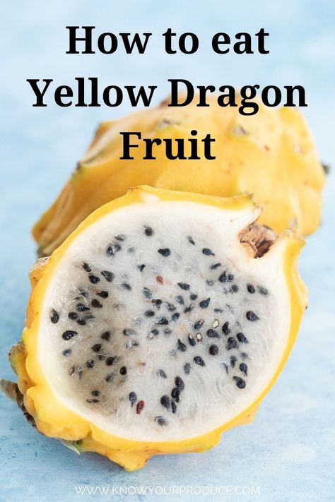 All about Yellow Dragon Fruit (pitaya), from how to pick out yellow dragon fruit, how to eat yellow dragon fruit, how to store them and more. Dragon Fruit Yellow, How To Peel Dragon Fruit, Yellow Dragon Fruit Benefits, Yellow Dragon Fruit Recipes, Dragon Fruit Video, Dragon Fruit Jam Recipe, Dragonfruit Recipes, Dragon Fruit Benefits, Yellow Dragon Fruit