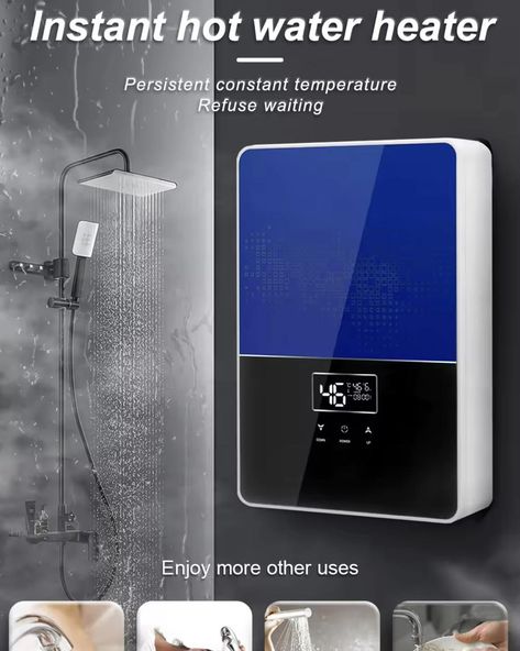 High efficiency energy saver instant tankless water heater, rapid heating in 2 seconds, waterproof, stainless, instantly hot, tankless with digital display, adjustable button for temperature & safety, low energy consumption. Ideal for salon, homes, hotels etc. Price: N90k. Nationwide delivery is available Energy Saver, Tankless Water Heater, Hot Water Heater, Remote Controls, Energy Consumption, Low Energy, Digital Display, Water Heater, Hot Water