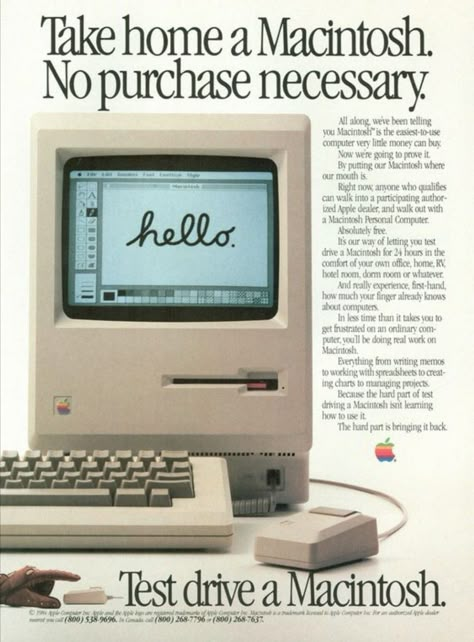 1980s Computer, Fotocamere Vintage, Mouse Photos, Apple Macintosh, Vintage Style Art, Apple Computer, Retro Ads, Old Computers, Old Ads