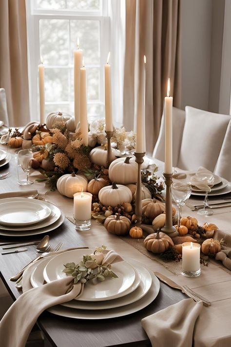 quick and easy thanksgiving table decor Thankgiving Setup, Thankgiving Setup Table, Easy Thanksgiving Decorations, Thanksgiving Table Decor Ideas, Thanksgiving Table Decor, Table Decor Ideas, Dinner Table Setting, Simple Centerpieces, Thanksgiving Table Decorations