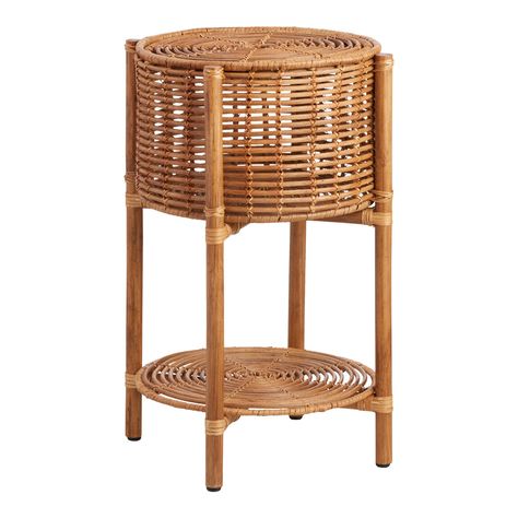 Cory Rattan 2 Tier Basket Stand With Lid - World Market 2 Tier Basket, Tiered Basket Stand, Rattan Bathroom, Sea Cottage, Basket Stand, Rattan Stool, Plant Mama, Simply Home, Falls Church