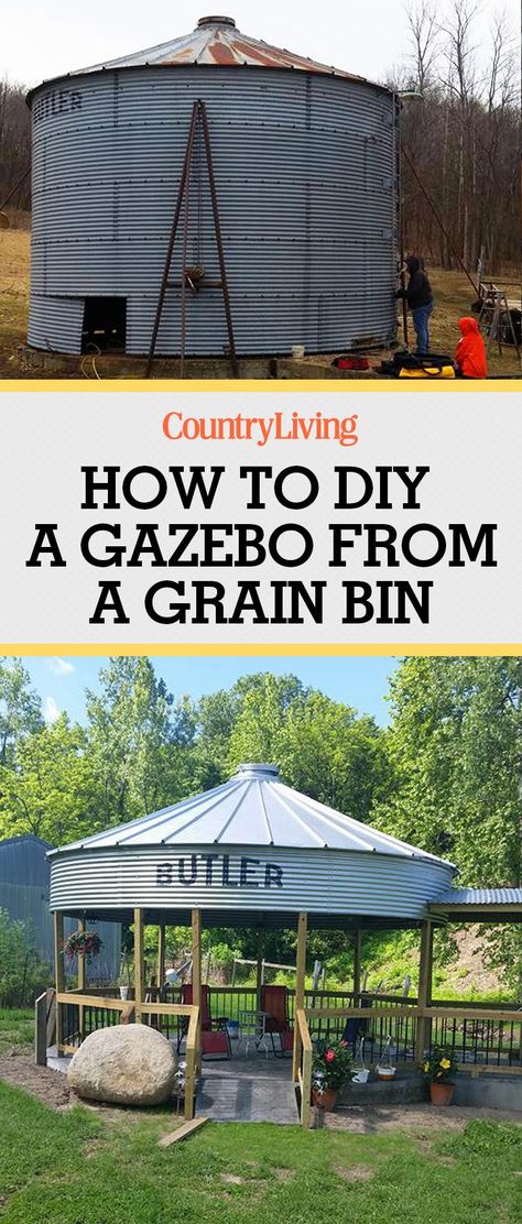 Grain Bin House, Corn Crib, Silo House, Grain Silo, Backyard Gazebo, Building A Shed, A Barn, Amazing Diy, She Shed