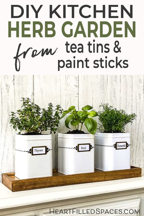 Learn how to make this DIY kitchen herb garden kit from inexpensive supplies. Follow this step by step tutorial and snag your free printable herb labels to get you started. #DIY #indoor #herb #garden #herbs Kitchen Window Herb Garden, Diy Indoor Herb Garden, Kitchen Herb Garden, Window Herb Garden, Herb Labels, Kitchen Window Sill, Herb Garden In Kitchen, Herb Garden Kit, Diy Herb Garden