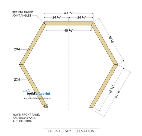 Hexagon Wedding Arbor DIY Plans - Build Blueprint Diy Hexagon Arch, How To Make A Hexagon Arch, Diy Wood Hexagon, Diy Octagon Wedding Arch, Wood Hexagon Backdrop, Wedding Arch Plans, Wedding Arbor Hexagon, Wedding Octagon Arch, Diy Wedding Arbor How To Build