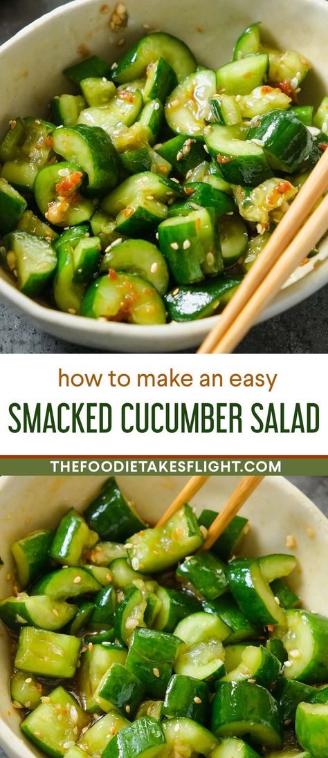 Spicy Cucumber Salad, Spicy Cucumber, Cucumber Salad Recipe, Cucumber Recipes Salad, Cucumber Recipes, Red Chili Flakes, Snacks Saludables, Green Onion, Chili Flakes