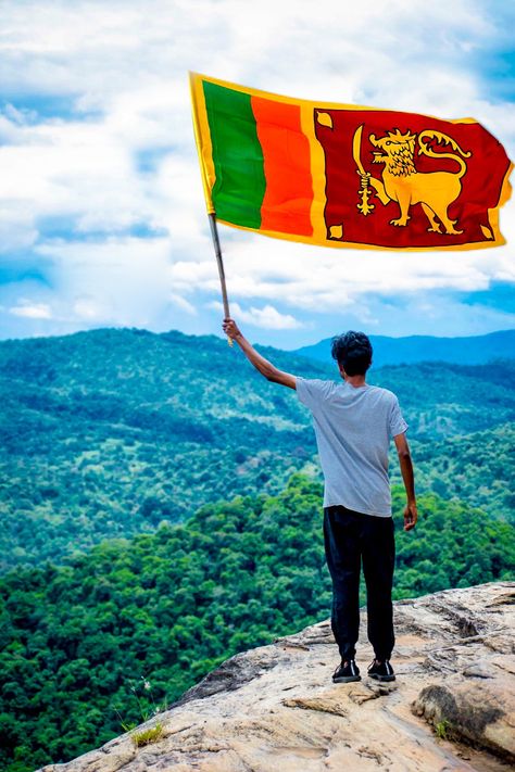 #Visit Sri Lanka #diyalumawaterfall #camping #srilanka #flag Sri Lanka Flag Photography, Sri Lankan Flag, 12th Grade English, Sri Lanka Flag, Dp Photos, Father Images, Tree Templates, Travel India, Cute Good Morning Quotes