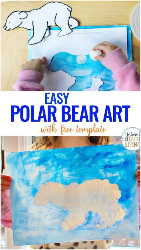 This Polar Bear Art for Preschoolers is an easy activity to add to your winter animal theme. Polar Bear Craft for Preschoolers and Arctic Activities for Preschoolers all in 1 place. You'll also get a free Polar Bear Template and Winter Animal Preschool Activities #preschool #preschoolers #polarbearactivities #winteractivities Artic Animal Coloring Pages Free Printables, Easy Arctic Animal Crafts, Polar Bear Toddler Craft, Arctic Crafts For Toddlers, Artic Activities For Preschool, Preschool Winter Animals Crafts, Animal Habitat Crafts For Preschool, Animal Habitats Preschool Crafts, Amazing Animals Preschool Theme