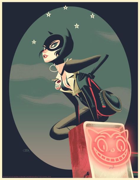 Artist Glen Brogan is the creator of this wonderful and dazzling Catwoman  art. I love the slick, retro-like look of the character. I checked out some  of his other pieces as well, and I think he has a fun and playful style. I  added a few other pieces below as well featuring Batgirl and another  version of Catwoman, both of which are really cool. Glen Brogan, Catwoman Art, Gotham Sirens, Catwoman Comic, Catwoman Cosplay, Gotham City Sirens, Gotham Girls, Comic Book Artwork, Batman And Catwoman