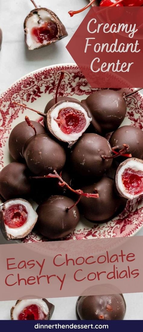 Homemade Chocolate Covered Caramels, Cherry Chocolates Homemade, Chocolate Covered Dried Cherries, Homemade Cherry Cordials, Cordial Cherries Recipe, Homemade Chocolate Covered Cherries, Cherry Chocolate Desserts, Cherry Cordial Recipe, Cherry Chocolate Recipes