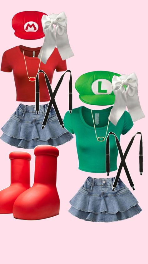 Mario Luigi Costume, Mario Costumes, Luigi Costume, Costume Ideas For Halloween, Mario Luigi, Diy Halloween Costumes Easy, Ideas For Halloween, Mario And Luigi, Diy Halloween Costumes