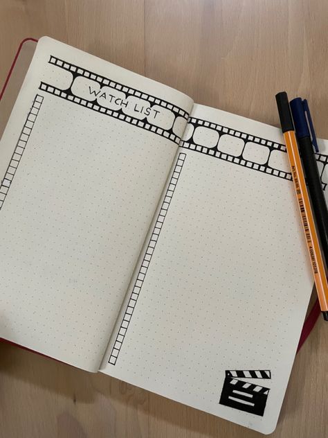 Journal Ideas Movies To Watch, Watchlist Journal Ideas, Bujo Lists Layout, Bujo Watchlist, Bullet Journal Netflix List, Movie List Bullet Journal Ideas, 2025 Bullet Journal Ideas, Series Journal Ideas, Journal Movie Page