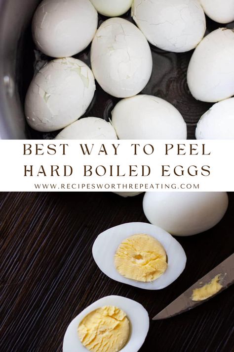 Using 3 simple steps, learn how to peel hard boiled eggs with this fail-proof method! Removing the boiled egg shell has never been so easy! Best Boiled Eggs Easy Peel, How To Peel Hard Boiled Eggs, How To Make Hard Boiled Eggs, How To Boil Eggs So They Peel Easy, Ham Salad Sandwiches, Best Boiled Eggs, Kid Friendly Salad Recipes, Quiche Sausage, Peeling Boiled Eggs