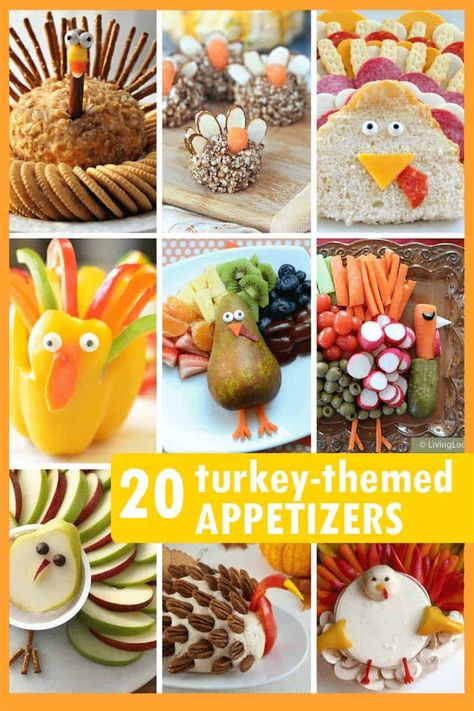 THANKSGIVING APPETIZERS: A roundup of 20 fun, turkey-themed appetizers for Thanksgiving, including veggie and fruit trays. Food Ideas For Thanksgiving, Appetizers For Thanksgiving, Fun Food Ideas, Ideas For Thanksgiving, Buffet Party, Appetizers For Kids, Fall Appetizers, Veggie Tray, Thanksgiving Appetizers