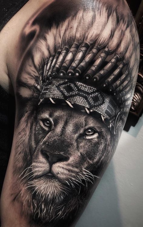 awesome lion tattoo © tattoo artist • UBIRATAN TATTOO ARTIST• @ubiratanamorim 💟💟💟💟💟 Family First Tattoo, Headdress Tattoo, Lion Tattoo Sleeves, Mens Lion Tattoo, Lion Head Tattoos, Kunst Tattoos, Beautiful Lion, Tattoo Magazine, Lion Tattoo Design