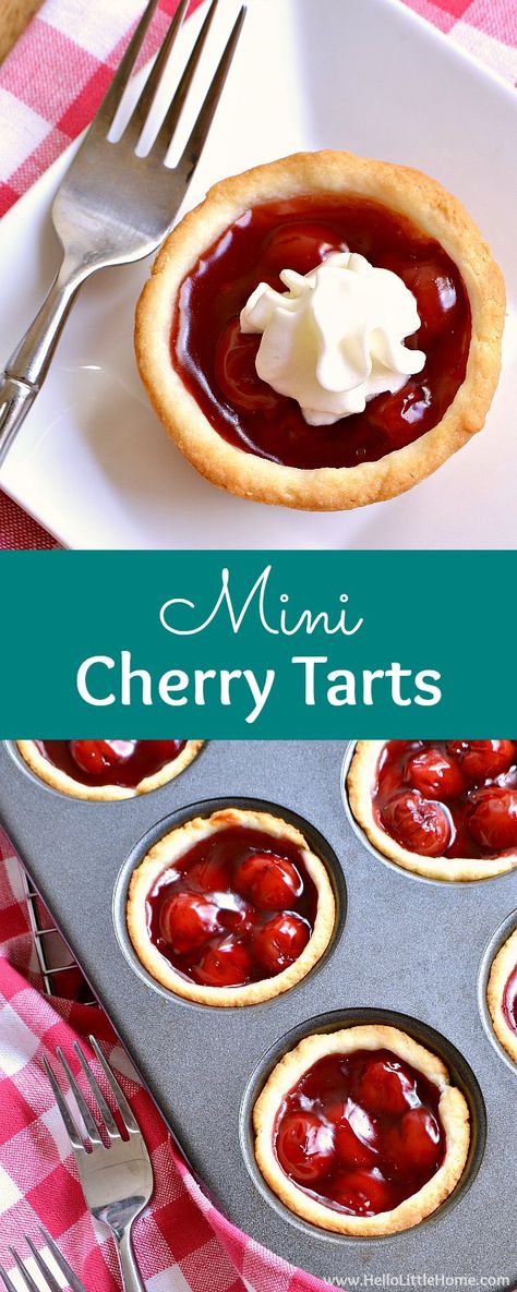 Cherry Cream Cheese Tarts Mini, Cherry Cream Cheese Tarts, Easy Mini Cherry Pies, Easy Tart Recipes Simple, Mini Pie Filling Recipes, Mini Cherry Tarts Recipe, Fruit Tarts Mini Easy, Cherry Tarts Easy, Mini Cherry Desserts