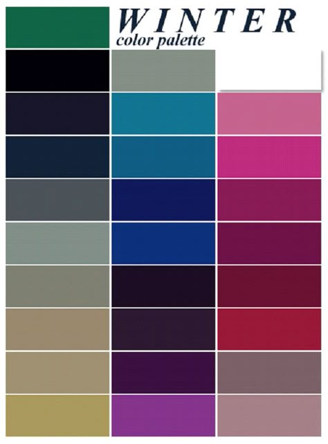 Color Analysis Winter, Deep Winter Palette, Deep Winter Colors, Winter Colours, Winter Color Palette, Winter Typ, True Winter, Cool Winter, Seasonal Color Analysis