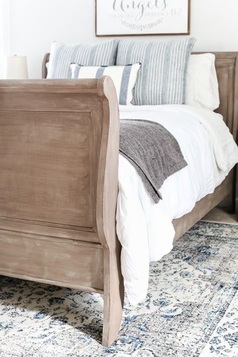 Painted Weathered Wood Bed Makeover - Bless'er House Bed Makeover, Stripping Furniture, Guest Bedroom Makeover, Bedroom Furniture Makeover, Painted Bedroom Furniture, Sleigh Bed, Shabby Chic Bedrooms, Wood Bed, Bed Ideas