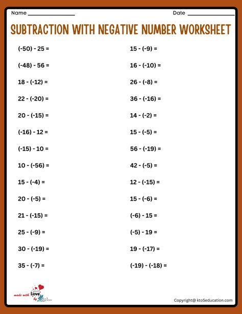 Subtracting Positive And Negative Numbers Worksheet | FREE Download Check more at https://kto5education.com/subtracting-positive-and-negative-numbers-worksheet/ Negative Numbers Worksheet, Positive And Negative Numbers, Math Powerpoint, Punctuation Worksheets, Positive Numbers, Numbers Worksheet, Numbers Worksheets, Negative Numbers, Math Tutorials